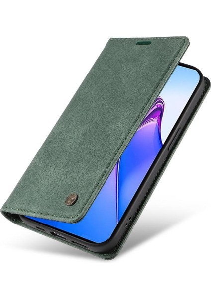 Oppo Reno 8 Pro 5g Premium Pu Deri Basit Cüzdan Kılıf Kart Yuvaları Destek Ayağı Manyetik Kapatma Darbeye Dayanıklı Kapak (Yurt Dışından)