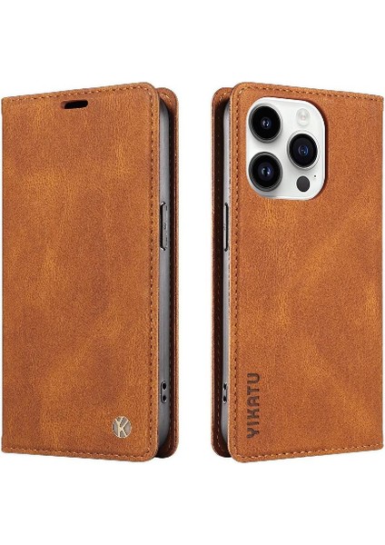 iPhone 15 Pro Premium Pu Deri Basit Cüzdan Kılıf Kart Yuvaları Destek Ayağı Manyetik Kapatma Darbeye Dayanıklı Kapak (Yurt Dışından) modelleri