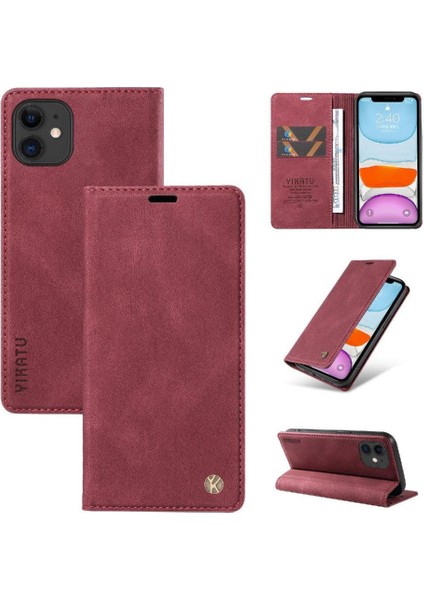 iPhone 11 Premium Pu Deri Basit Cüzdan Kılıf Kart Yuvaları Destek Ayağı Manyetik Kapatma Darbeye Dayanıklı Kapak (Yurt Dışından) fırsatları