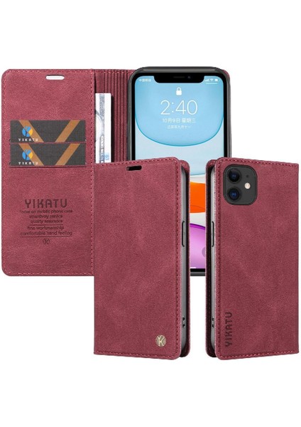 iPhone 11 Premium Pu Deri Basit Cüzdan Kılıf Kart Yuvaları Destek Ayağı Manyetik Kapatma Darbeye Dayanıklı Kapak (Yurt Dışından) indirimleri