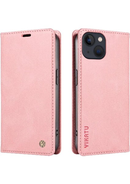iPhone 14 Premium Pu Deri Basit Cüzdan Kılıf Kart Yuvaları Destek Ayağı Manyetik Kapatma Darbeye Dayanıklı Kapak (Yurt Dışından)