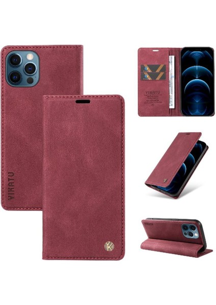 iPhone 12 Premium Pu Deri Basit Cüzdan Kılıf Kart Yuvaları Destek Ayağı Manyetik Kapatma Darbeye Dayanıklı Kapak (Yurt Dışından) modelleri