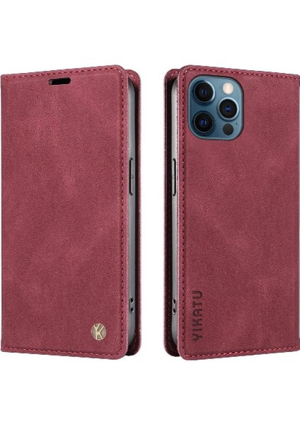 iPhone 12 Premium Pu Deri Basit Cüzdan Kılıf Kart Yuvaları Destek Ayağı Manyetik Kapatma Darbeye Dayanıklı Kapak (Yurt Dışından) fırsatları