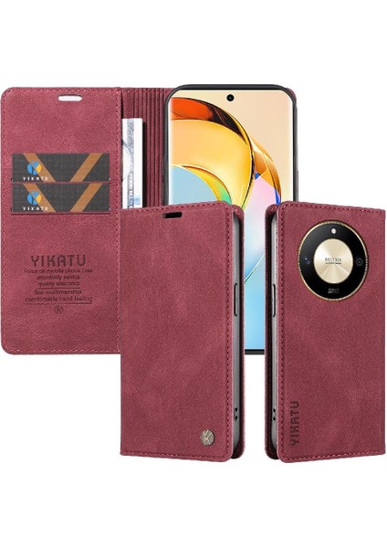 Honor X9B Premium Pu Deri Basit Cüzdan Kılıf Kart Yuvaları Destek Ayağı Manyetik Kapatma Darbeye Dayanıklı Kapak (Yurt Dışından)