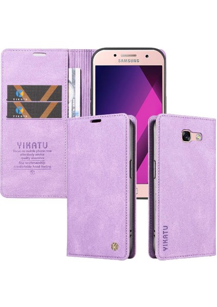 Samsung Galaxy A3 2017 Premium Pu Deri Basit Cüzdan Kılıf Kart Yuvaları Destek Ayağı Manyetik Kapatma Darbeye Dayanıklı Kapak (Yurt Dışından)