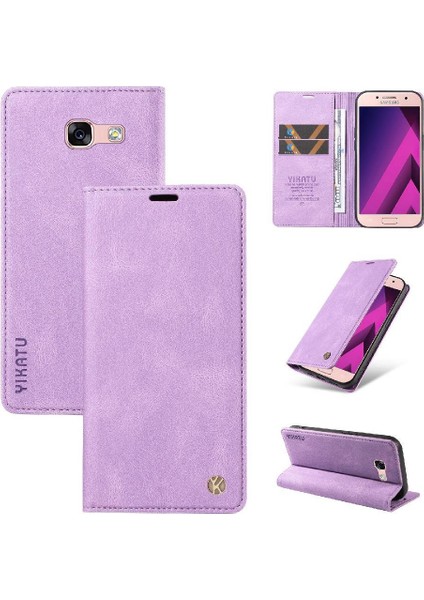 Samsung Galaxy A3 2017 Premium Pu Deri Basit Cüzdan Kılıf Kart Yuvaları Destek Ayağı Manyetik Kapatma Darbeye Dayanıklı Kapak (Yurt Dışından)