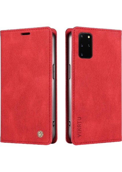 Samsung Galaxy S20 Plus Premium Pu Deri Basit Cüzdan Kılıf Kart Yuvaları Destek Ayağı Manyetik Kapatma Darbeye Dayanıklı Kapak (Yurt Dışından)