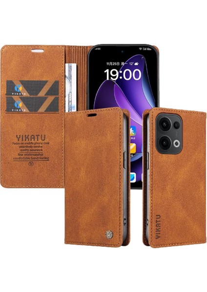 Oppo Reno 13 5g Premium Pu Deri Basit Cüzdan Kılıf Kart Yuvaları Destek Ayağı Manyetik Kapatma Darbeye Dayanıklı Kapak (Yurt Dışından)