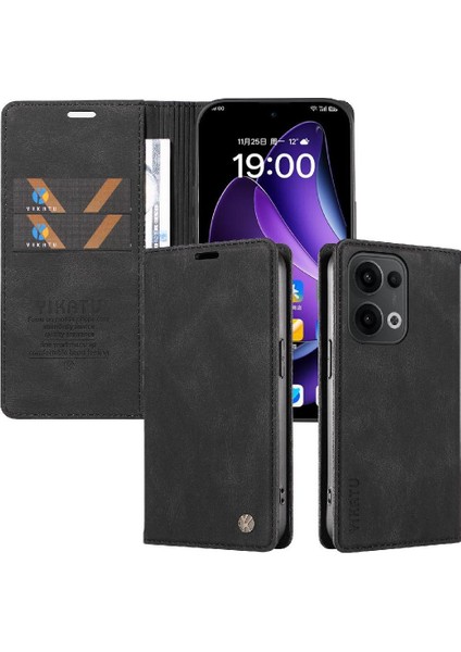 Oppo Reno 13 5g Premium Pu Deri Basit Cüzdan Kılıf Kart Yuvaları Destek Ayağı Manyetik Kapatma Darbeye Dayanıklı Kapak (Yurt Dışından)