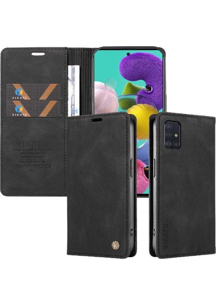 Samsung Galaxy A51 5g Premium Pu Deri Basit Cüzdan Kılıf Kart Yuvaları Destek Ayağı Manyetik Kapatma Darbeye Dayanıklı Kapak (Yurt Dışından)