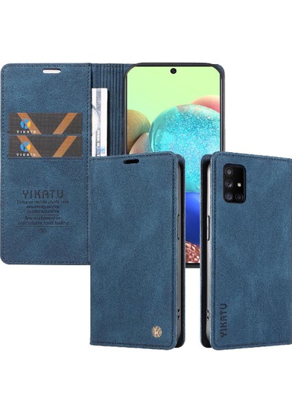 Samsung Galaxy A71 5g Premium Pu Deri Basit Cüzdan Kılıf Kart Yuvaları Destek Ayağı Manyetik Kapatma Darbeye Dayanıklı Kapak (Yurt Dışından)