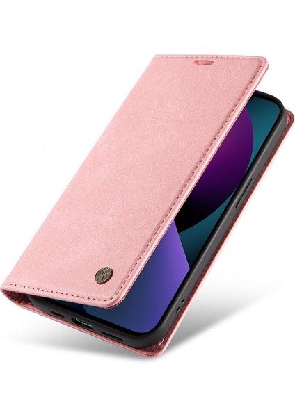 iPhone 14 Premium Pu Deri Basit Cüzdan Kılıf Kart Yuvaları Destek Ayağı Manyetik Kapatma Darbeye Dayanıklı Kapak (Yurt Dışından)