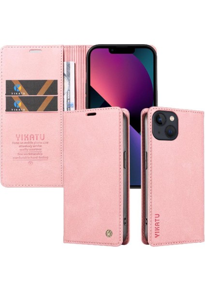 iPhone 14 Premium Pu Deri Basit Cüzdan Kılıf Kart Yuvaları Destek Ayağı Manyetik Kapatma Darbeye Dayanıklı Kapak (Yurt Dışından)