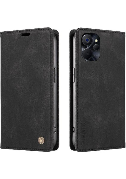 Realme 10 5g Premium Pu Deri Basit Cüzdan Kılıf Kart Yuvaları Destek Ayağı Manyetik Kapatma Darbeye Dayanıklı Kapak (Yurt Dışından)