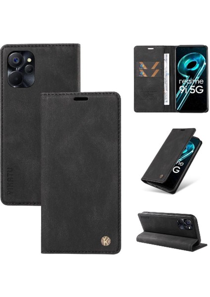 Realme 10 5g Premium Pu Deri Basit Cüzdan Kılıf Kart Yuvaları Destek Ayağı Manyetik Kapatma Darbeye Dayanıklı Kapak (Yurt Dışından) indirimleri