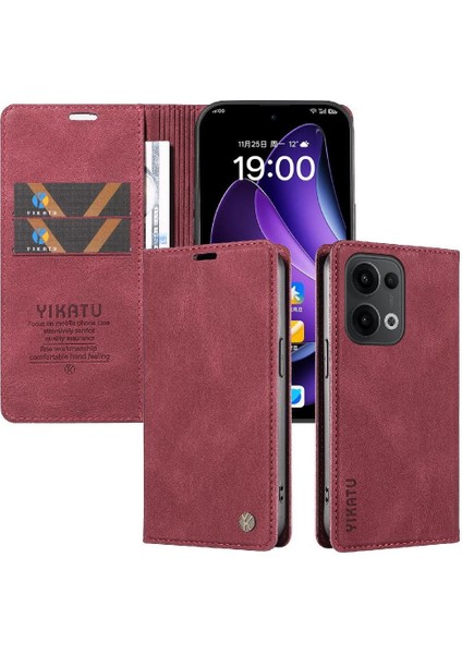 Oppo Reno 13 5g Premium Pu Deri Basit Cüzdan Kılıf Kart Yuvaları Destek Ayağı Manyetik Kapatma Darbeye Dayanıklı Kapak (Yurt Dışından)