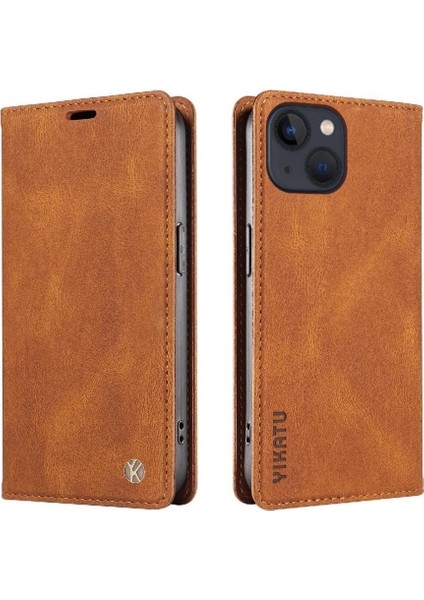 iPhone 14 Plus Premium Pu Deri Basit Cüzdan Kılıf Kart Yuvaları Destek Ayağı Manyetik Kapatma Darbeye Dayanıklı Kapak (Yurt Dışından)