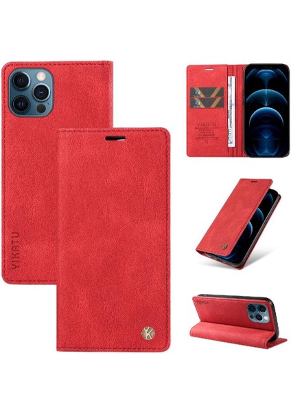 iPhone 13 Pro Premium Pu Deri Basit Cüzdan Kılıf Kart Yuvaları Destek Ayağı Manyetik Kapatma Darbeye Dayanıklı Kapak (Yurt Dışından)