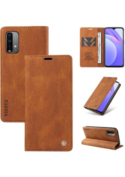 Xiaomi Redmi Note 9 4g Premium Pu Deri Basit Cüzdan Kılıf Kart Yuvaları Destek Ayağı Manyetik Kapatma Darbeye Dayanıklı Kapak (Yurt Dışından)