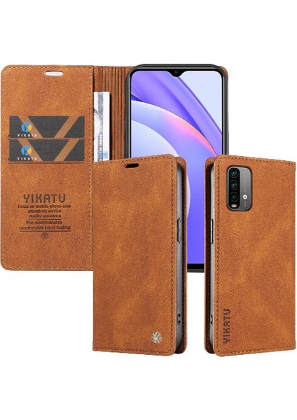 Xiaomi Redmi Note 9 4g Premium Pu Deri Basit Cüzdan Kılıf Kart Yuvaları Destek Ayağı Manyetik Kapatma Darbeye Dayanıklı Kapak (Yurt Dışından)