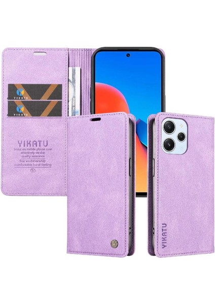Xiaomi Redmi 12 4g Premium Pu Deri Basit Cüzdan Kılıf Kart Yuvaları Destek Ayağı Manyetik Kapatma Darbeye Dayanıklı Kapak (Yurt Dışından)