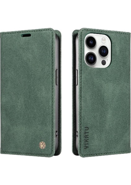 iPhone 14 Pro Max Premium Pu Deri Basit Cüzdan Kılıf Kart Yuvaları Destek Ayağı Manyetik Kapatma Darbeye Dayanıklı Kapak (Yurt Dışından)
