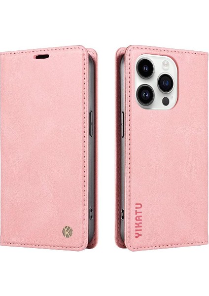 iPhone 14 Pro Max Premium Pu Deri Basit Cüzdan Kılıf Kart Yuvaları Destek Ayağı Manyetik Kapatma Darbeye Dayanıklı Kapak (Yurt Dışından)