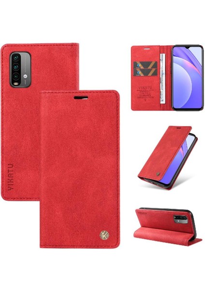 Xiaomi Redmi Note 9 4g Premium Pu Deri Basit Cüzdan Kılıf Kart Yuvaları Destek Ayağı Manyetik Kapatma Darbeye Dayanıklı Kapak (Yurt Dışından)