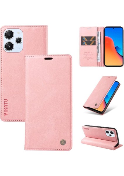 Xiaomi Redmi 12 4g Premium Pu Deri Basit Cüzdan Kılıf Kart Yuvaları Destek Ayağı Manyetik Kapatma Darbeye Dayanıklı Kapak (Yurt Dışından)