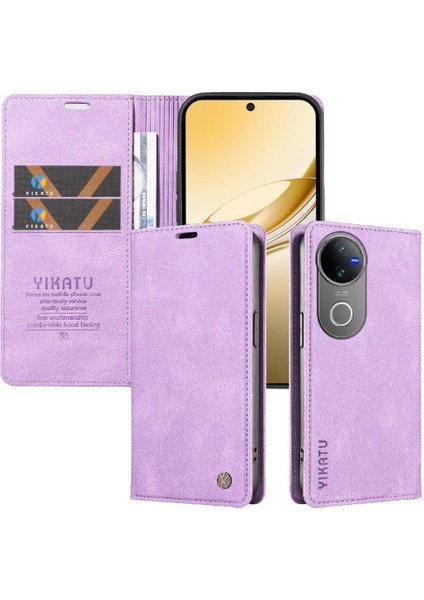 Vıvo V50 5g Premium Pu Deri Basit Cüzdan Kılıf Kart Yuvaları Destek Ayağı Manyetik Kapatma Darbeye Dayanıklı Kapak (Yurt Dışından)