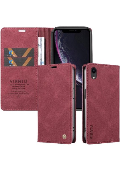 iPhone Xr Premium Pu Deri Basit Cüzdan Kılıf Kart Yuvaları Destek Ayağı Manyetik Kapatma Darbeye Dayanıklı Kapak (Yurt Dışından) indirimleri