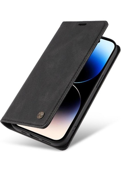 iPhone 14 Pro Max Premium Pu Deri Basit Cüzdan Kılıf Kart Yuvaları Destek Ayağı Manyetik Kapatma Darbeye Dayanıklı Kapak (Yurt Dışından)