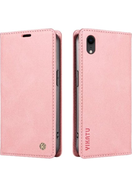 iPhone Xr Premium Pu Deri Basit Cüzdan Kılıf Kart Yuvaları Destek Ayağı Manyetik Kapatma Darbeye Dayanıklı Kapak (Yurt Dışından)