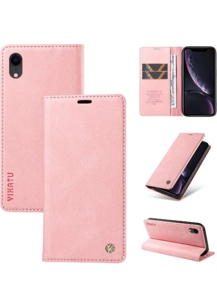 iPhone Xr Premium Pu Deri Basit Cüzdan Kılıf Kart Yuvaları Destek Ayağı Manyetik Kapatma Darbeye Dayanıklı Kapak (Yurt Dışından) fırsatları