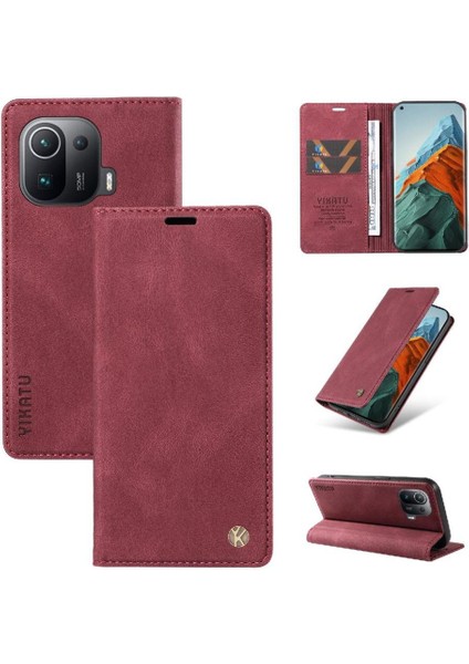 Xiaomi 11 Pro Premium Pu Deri Basit Cüzdan Kılıf Kart Yuvaları Destek Ayağı Manyetik Kapatma Darbeye Dayanıklı Kapak (Yurt Dışından) indirimleri