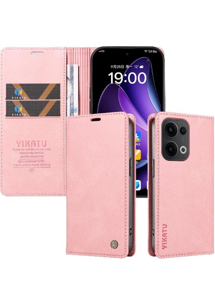 Oppo Reno 13 5g Premium Pu Deri Basit Cüzdan Kılıf Kart Yuvaları Destek Ayağı Manyetik Kapatma Darbeye Dayanıklı Kapak (Yurt Dışından)