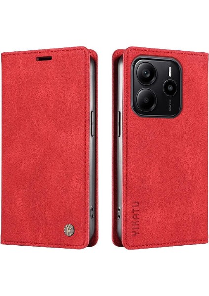 Xiaomi Redmi Note 14 4g Premium Pu Deri Basit Cüzdan Kılıf Kart Yuvaları Destek Ayağı Manyetik Kapatma Darbeye Dayanıklı Kapak (Yurt Dışından)