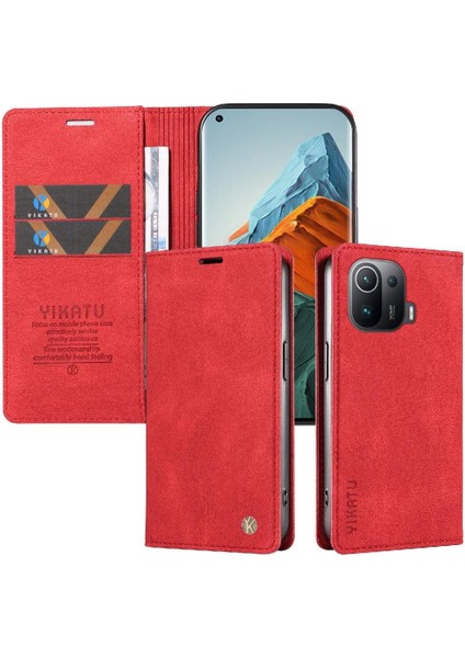 Xiaomi 11 Pro Premium Pu Deri Basit Cüzdan Kılıf Kart Yuvaları Destek Ayağı Manyetik Kapatma Darbeye Dayanıklı Kapak (Yurt Dışından) fırsatları