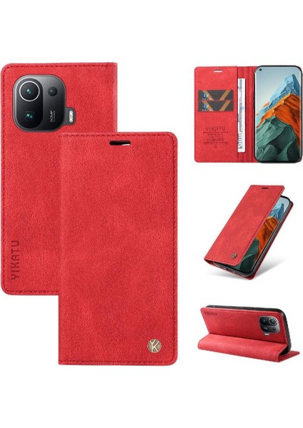 Xiaomi 11 Pro Premium Pu Deri Basit Cüzdan Kılıf Kart Yuvaları Destek Ayağı Manyetik Kapatma Darbeye Dayanıklı Kapak (Yurt Dışından) indirimleri