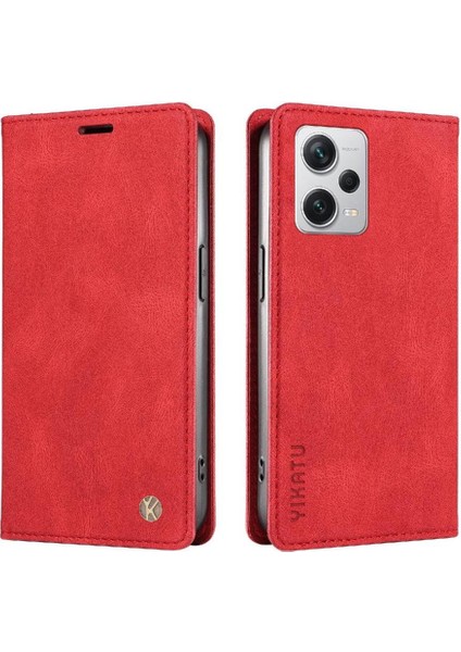Xiaomi Redmi NOTE12 Pro Plus 5g Premium Pu Deri Basit Cüzdan Kılıf Kart Yuvaları Destek Ayağı Manyetik Kapatma Darbeye Dayanıklı Kapak (Yurt Dışından)