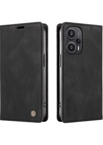 Xiaomi Poco F5 5g Premium Pu Deri Basit Cüzdan Kılıf Kart Yuvaları Destek Ayağı Manyetik Kapatma Darbeye Dayanıklı Kapak (Yurt Dışından)