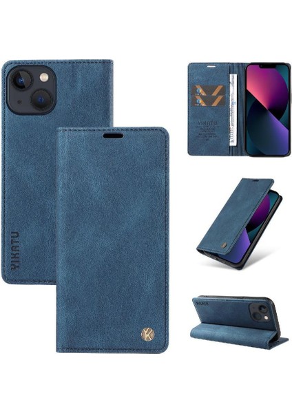 iPhone 15 Plus Premium Pu Deri Basit Cüzdan Kılıf Kart Yuvaları Destek Ayağı Manyetik Kapatma Darbeye Dayanıklı Kapak (Yurt Dışından)