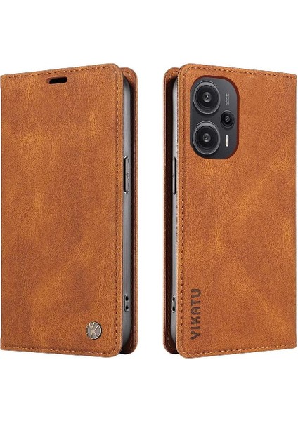 Xiaomi Poco F5 5g Premium Pu Deri Basit Cüzdan Kılıf Kart Yuvaları Destek Ayağı Manyetik Kapatma Darbeye Dayanıklı Kapak (Yurt Dışından)