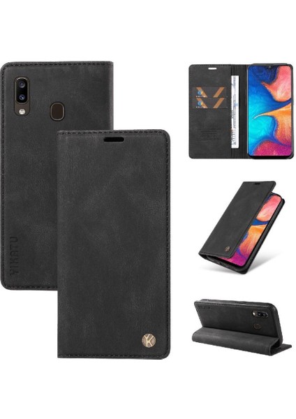 Samsung Galaxy A30 Premium Pu Deri Basit Cüzdan Kılıf Kart Yuvaları Destek Ayağı Manyetik Kapatma Darbeye Dayanıklı Kapak (Yurt Dışından)