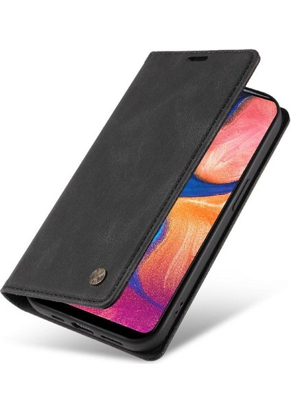 Samsung Galaxy A30 Premium Pu Deri Basit Cüzdan Kılıf Kart Yuvaları Destek Ayağı Manyetik Kapatma Darbeye Dayanıklı Kapak (Yurt Dışından)