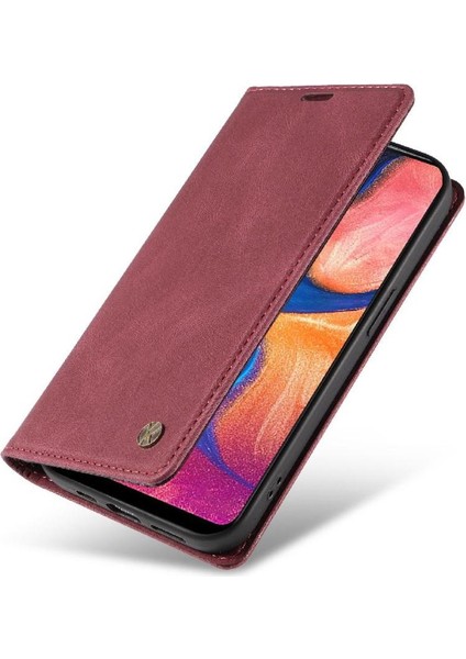 Samsung Galaxy A30 Premium Pu Deri Basit Cüzdan Kılıf Kart Yuvaları Destek Ayağı Manyetik Kapatma Darbeye Dayanıklı Kapak (Yurt Dışından)