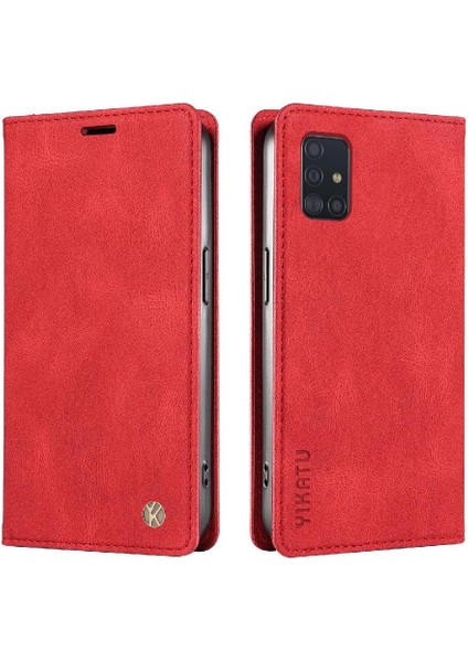 Samsung Galaxy A51 5g Premium Pu Deri Basit Cüzdan Kılıf Kart Yuvaları Destek Ayağı Manyetik Kapatma Darbeye Dayanıklı Kapak (Yurt Dışından)