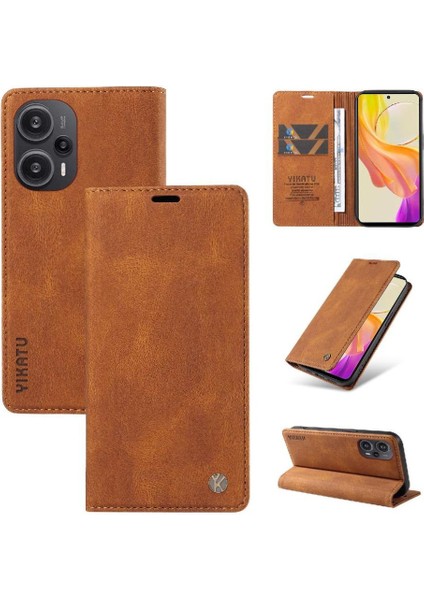 Xiaomi Poco F5 5g Premium Pu Deri Basit Cüzdan Kılıf Kart Yuvaları Destek Ayağı Manyetik Kapatma Darbeye Dayanıklı Kapak (Yurt Dışından) fırsatları