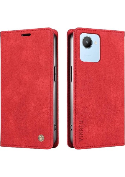 Realme C30 4g Premium Pu Deri Basit Cüzdan Kılıf Kart Yuvaları Destek Ayağı Manyetik Kapatma Darbeye Dayanıklı Kapak (Yurt Dışından) modelleri