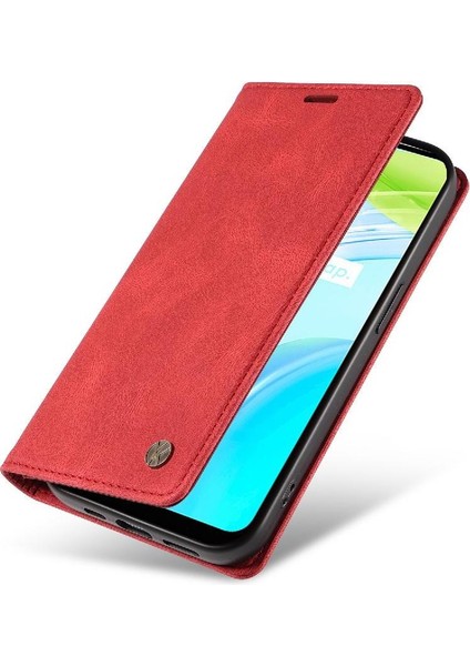 Realme C30 4g Premium Pu Deri Basit Cüzdan Kılıf Kart Yuvaları Destek Ayağı Manyetik Kapatma Darbeye Dayanıklı Kapak (Yurt Dışından) indirimleri